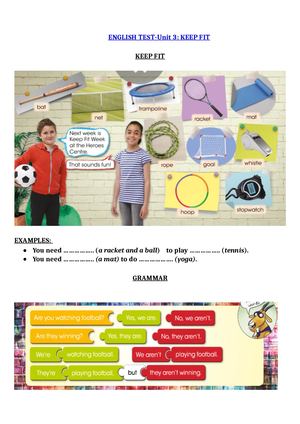 English Test Unit 3 Keep Fit