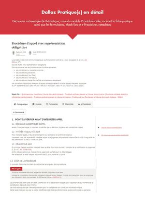 Fiche Pratique Procedure D'appel Avec Representation Obligatoire