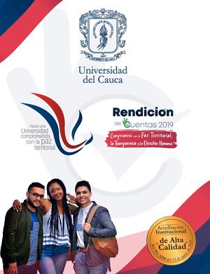 Universidad del Cauca. Informe De Gestión 2019