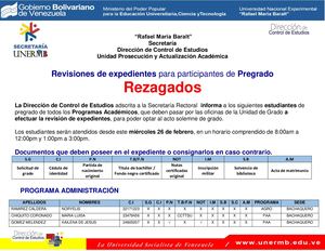 Revision De Expediente Para Rezagados De Pregrado