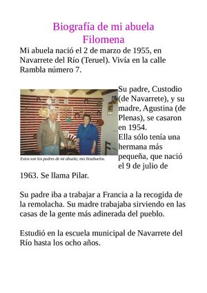 Biografia De Mi Abuela Filomena
