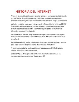 Historia Del Internet (Resumen)