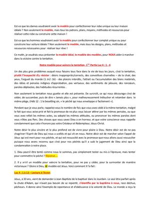 Combattre la tentation Combattre la tentation