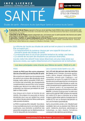 Fiche info licence Santé