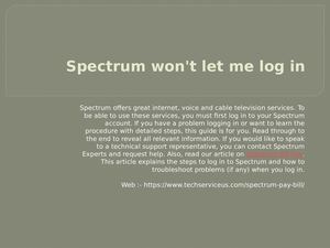 Spectrum Won't Let Me Log In