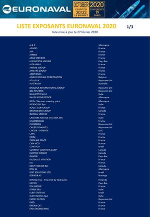 Liste Exposants Euronaval 2020