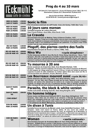 Cinéma Eckmühl - Programmation du 4 au 24 mars 2020