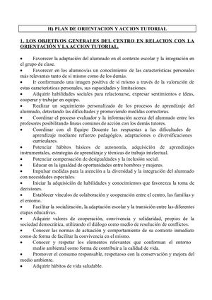 H) PLAN DE ORIENTACIÓN Y ACCIÓN TUTORIAL FINAL