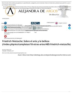 Friedrich Nietzsche Sobre El Arte Y La Belleza