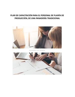 PLAN DE CAPACITACIÓN PARA EL PERSONAL DE PLANTA DE PRODUCCIÓN, DE UNA PANADERÍA TRADICIONAL