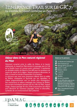 Brochure "Itinérance Trail sur le GR®7" dans le Parc naturel régional du Pilat