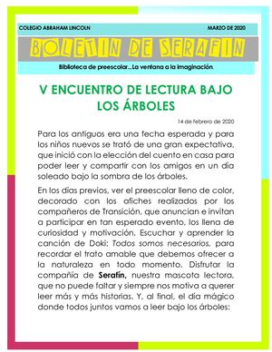 Boletin de Serafín marzo 2020
