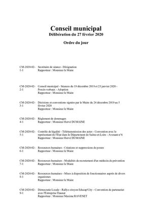 Délibérations 27 Févr