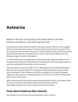 AOTEAROA: THE ORIGINAL-MAORI NAME FOR NEW ZEALAND