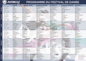 Programme des cours Avoriaz Danse Festival 2020