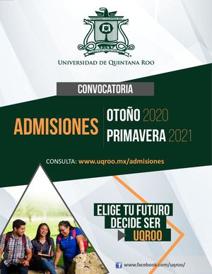 Convocatoria Admisiones Otoño 2020 Primavera 2021