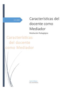 Caracteristicas Del Docente Como Mediador