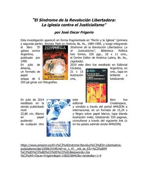 Libro: El sindrome de la Revolución Libertadora: la iglesia contra el justicialismo