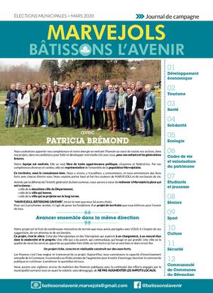 Programme - Liste Marvejols, Bâtissons l'Avenir