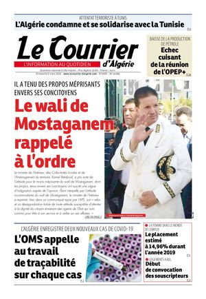 Le Courrier d'Algérie du dimanche 8 mars 2020