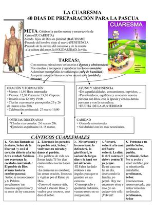 La Cuaresma 40 Dias De Preparación