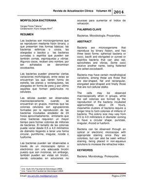 Articulo Cientifico Sobre Morfologia De Las Bacterias