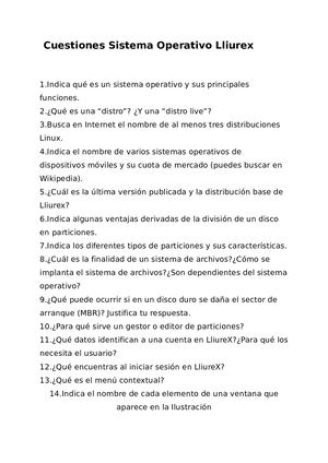 Cuestiones Sistema Operativo Lliurex