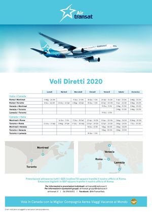 Voli Diretti e Connessione Air Transat Estate 2020