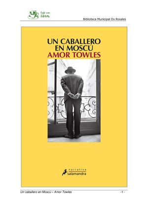 Un Caballero En Moscú -  Guia De Lectura