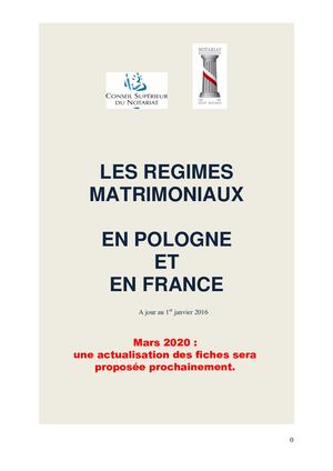 Les régimes matrimoniaux en France et en Pologne
