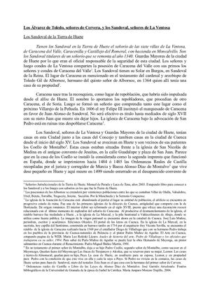 Los ÁLvarez De Toledo, Señores De Cervera, Y Los Sandoval, Señores De La Ventosa y de Caracena