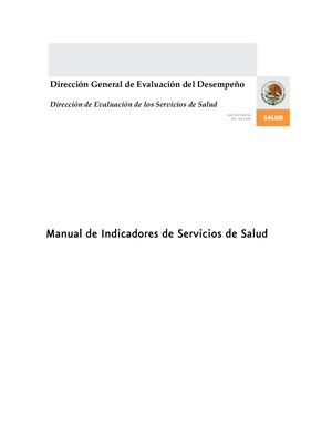 Manual De Indicadores De Servicios De Salud