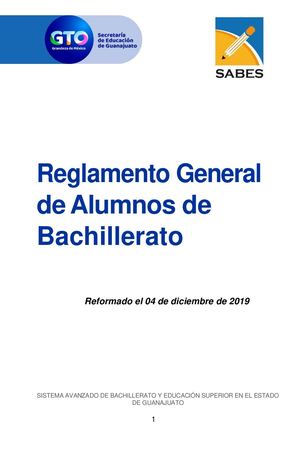 Reglamento General De Alumnos De Bachillerato Reformado