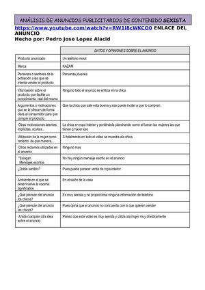 Publicidad Sexista Ficha