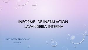 INFORME INSTALACION LAVANDERIA INTERNA EN HOTEL