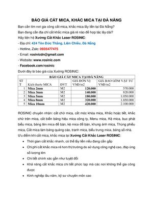 BÁO GIÁ CẮT MICA, KHẮC MICA TẠI ĐÀ NẴNG