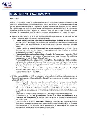 Plan GPEC National 2020 2022