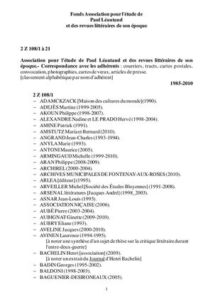 AMFAR FDS 2 Z 108 Association des Amis de Paul Léautaud