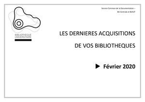 Nouveautés de la BU et de la BUIUT - Février 2020