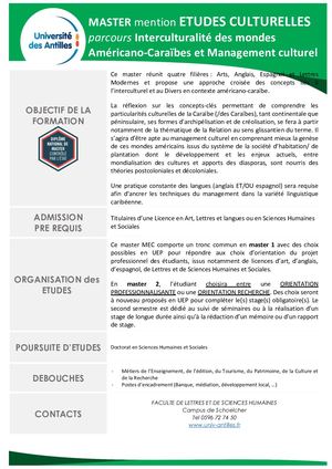 Fiche Dosip Master Etudes Culturelles 19