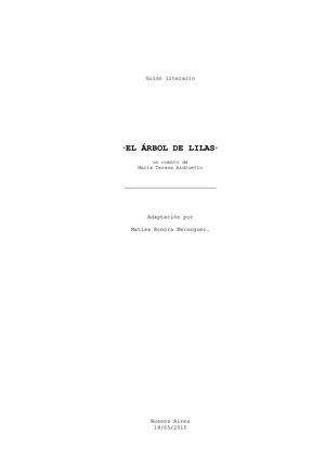 Guión El Árbol de Lilas (Maria Teresa Andruetto)- Guión Adaptacion Por Matias Bonora
