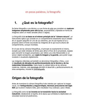 En Pocas Palabras, la fotografia