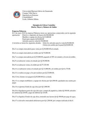 Diario, Mayor Y Balance De Saldos