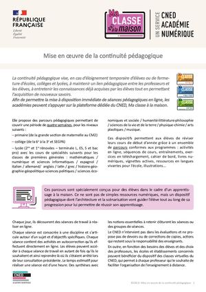 CNED - Mise en place de la continuité pédagogique