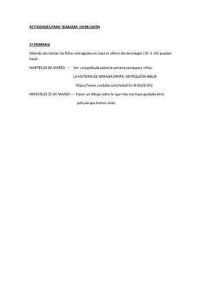 Temporalización Religión 1º.