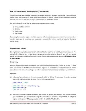 Unidad 2 Base Datos Restricciones De Entridad