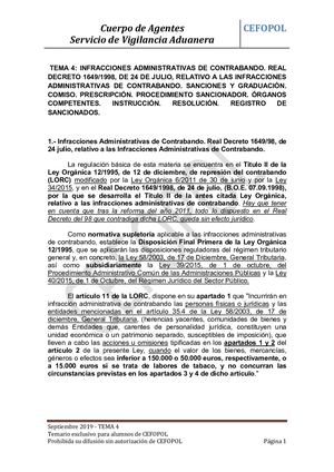 Tema 4 Infracciones Administrativas De Contrabando Pdf