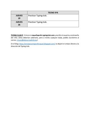 Temporalización Tecnología  3º A
