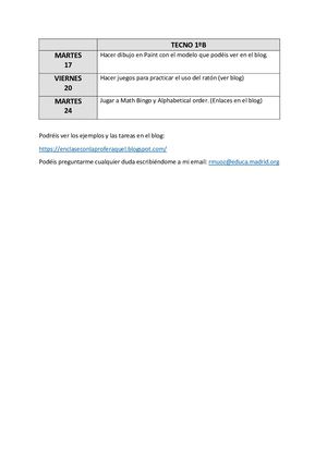 Temporalización Tecnología 1º B