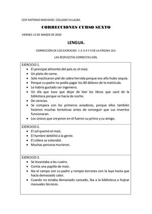 Correcciones Lengua Y Naturales 6º Día 13